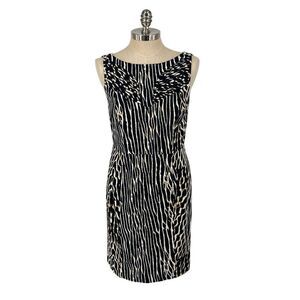 Vince Camuto Animal Zebra Print Sheath Dress Size 12 Career Cotton Spandex Blend